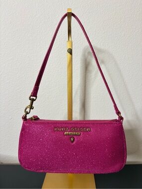 Kurt Geiger Mini Glitter Shoulder Bag in Fuchsia